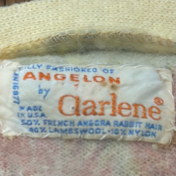 1950s Angelon by Darlene Angora Lambswool Floral Cardigan Sweater VTG Coquette - Picture 5 of 9